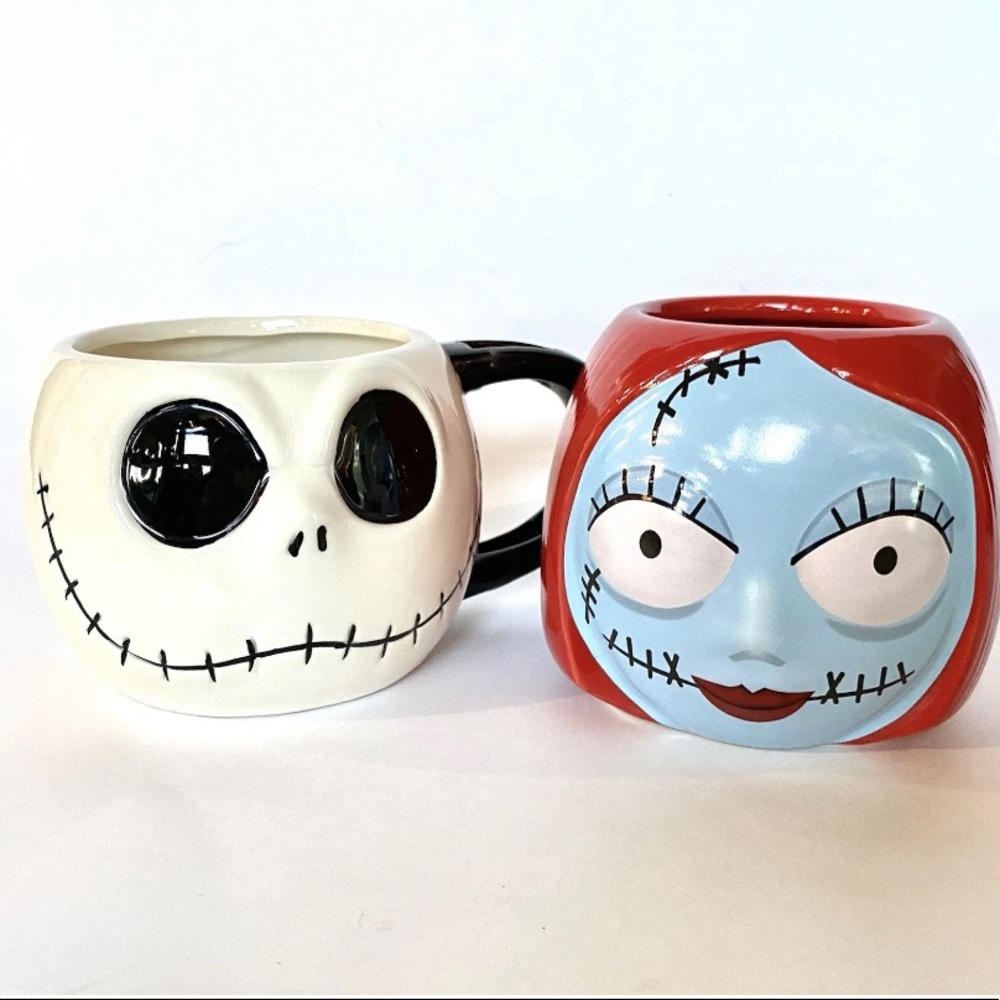SALLY & JACK Skellington Disney Coffee Mugs Nightmare Before Christmas Cup 3D